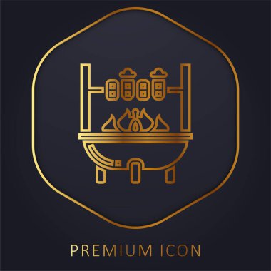 Barbecue golden line premium logo or icon clipart
