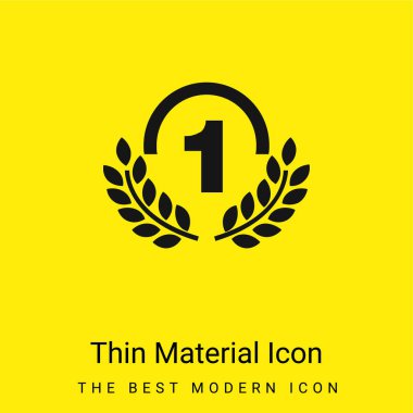 Award Medal Of Number One With Olive Branches minimal bright yellow material icon clipart