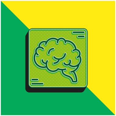 Brain Green and yellow modern 3d vector icon logo clipart