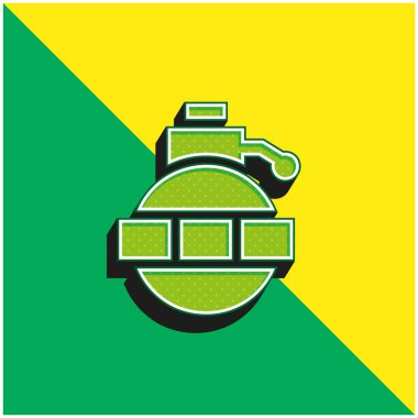 Bomba Yeşil ve Sarı modern 3D vektör simgesi logosu