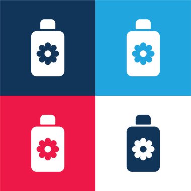 Vücut losyonu mavi ve kırmızı dört renk minimal simgesi