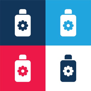 Body Lotion blue and red four color minimal icon set clipart