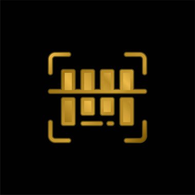Çubuk Kodu Altın Kaplama Metal Simgesi veya Logo Vektörü