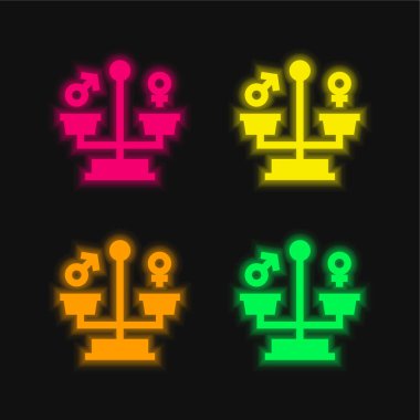 Dört renk parlayan neon vektör simgesi dengesi