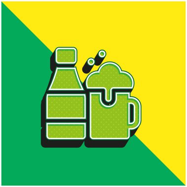 Bira kupası yeşili ve sarı 3d vektör simgesi logosu