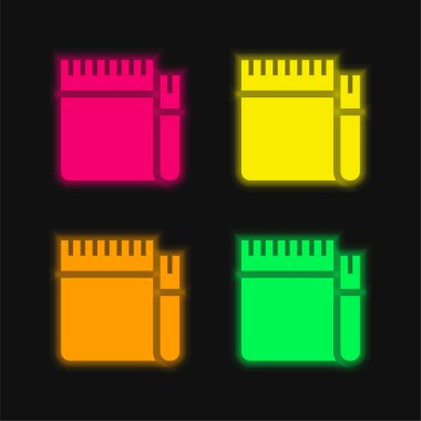 Dört renk parlayan neon vektör simgesi