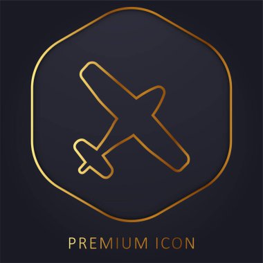 Uçak altın çizgisi prim logosu veya simgesi