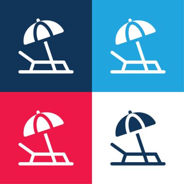 Plaj mavisi ve kırmızı dört renk minimal simge seti