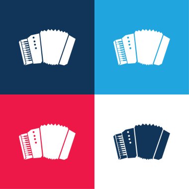 Accordion Silhouette With White Details blue and red four color minimal icon set clipart