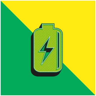 Bolt sembolü yeşil ve sarı 3d vektör logosuna sahip pil