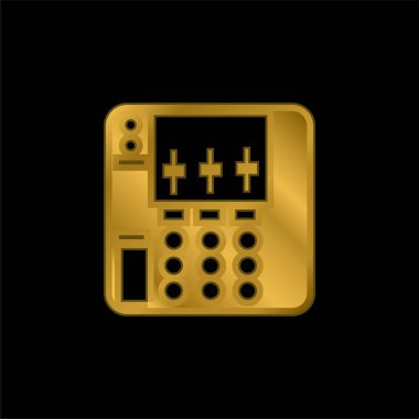 Audio Equalizer Device gold plated metalic icon or logo vector clipart