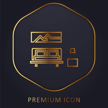 Yatak odası altın çizgisi prim logosu veya simgesi