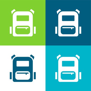 Sırt çantası Düz 4 renk minimal simgesi seti