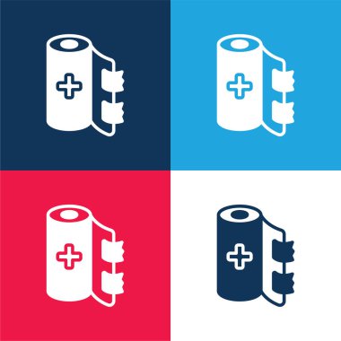 Bandage blue and red four color minimal icon set clipart