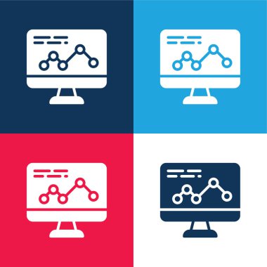 Analitik mavi ve kırmızı dört renk minimal simge kümesi