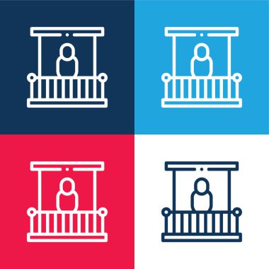 Balkon mavi ve kırmızı dört renk en küçük simge kümesi