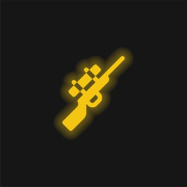 Biathlon yellow glowing neon icon clipart