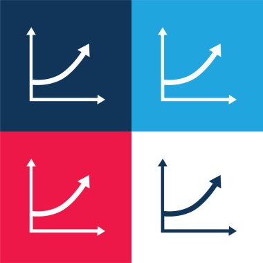 Ascending Arrow Line Graphic blue and red four color minimal icon set clipart