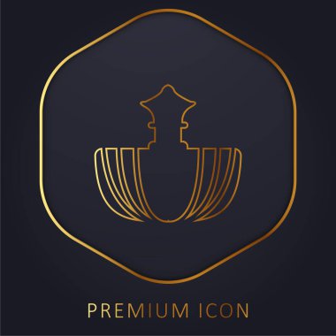 Bir şişe Zarif Şekil Altın Çizgili Logo veya Simge