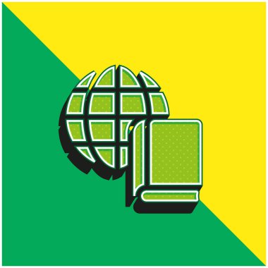 Kitap Yeşil ve Sarı Modern 3D vektör simgesi logosu