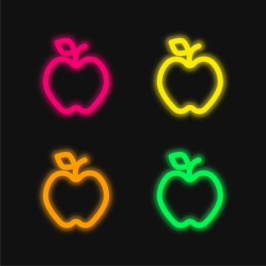 Apple dört renk parlayan neon vektör simgesi