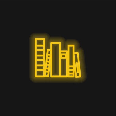Books Group yellow glowing neon icon clipart