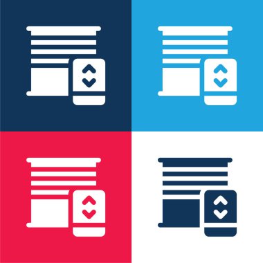 Mavi ve kırmızı dört renk minimal simge kümesini gizler