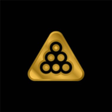 Bilardo altın kaplama metalik simge veya logo vektörü