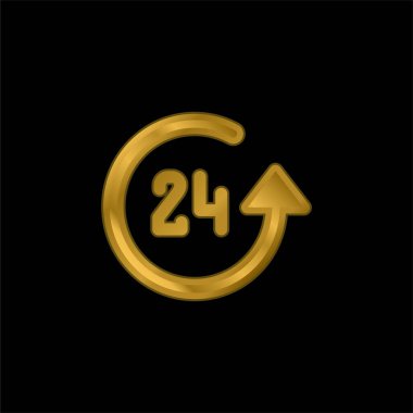 24 Saat Altın Kaplama Metal Simge veya logo Vektörü