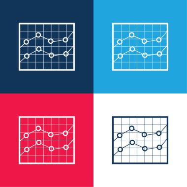 Boxed Line Stocks Graphic blue and red four color minimal icon set clipart