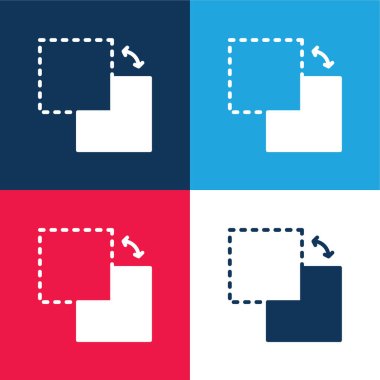 Arkaplan mavi ve kırmızı dört renk en düşük simge kümesi