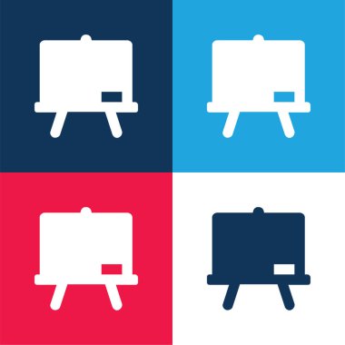 Blackboard blue and red four color minimal icon set clipart