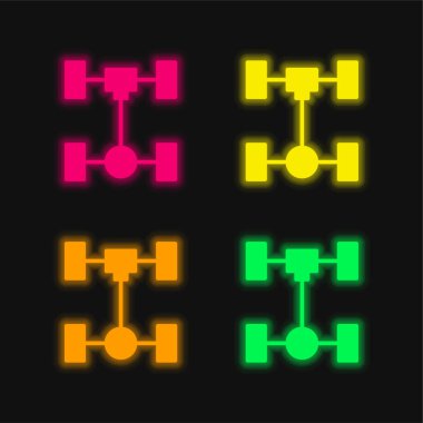 Axle four color glowing neon vector icon clipart