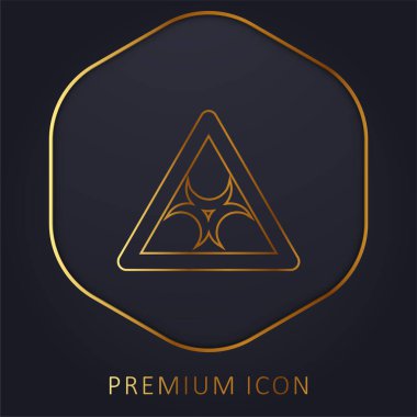 Biyolojik Tehlike İşareti Bir Üçgen Dış Hatlar Altın Çizgi prim logosu veya simgesi