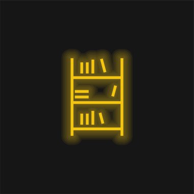 Kitap Rafı sarı parlak neon simgesi