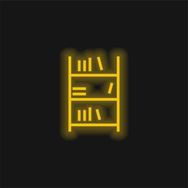 Book Shelf yellow glowing neon icon clipart