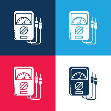 Ammeter blue and red four color minimal icon set clipart