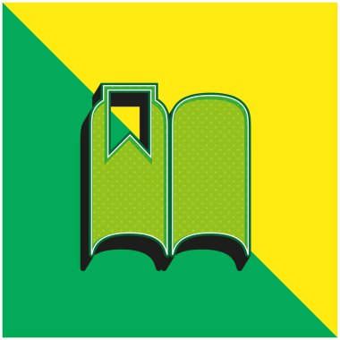 Açık Bir Kitapta Yer İmi Siyah Şekil Yeşil ve Sarı Modern 3D vektör logosu