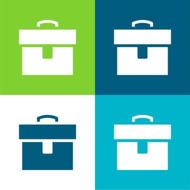 Evrak çantası Düz 4 renk minimal simgesi seti