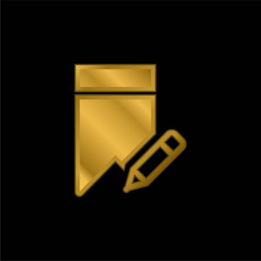 Yer imi altın kaplamalı metalik simge veya logo vektörü