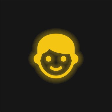 Boy yellow glowing neon icon clipart