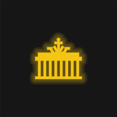 Brandenburg Gate yellow glowing neon icon clipart