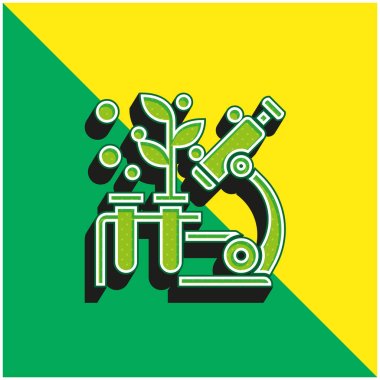 Biyoloji Yeşil ve Sarı Modern 3D vektör simgesi logosu
