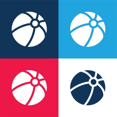 Ball blue and red four color minimal icon set clipart