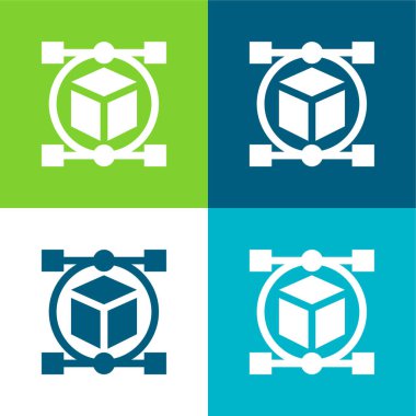 3d Düz dört renk en küçük simge kümesi