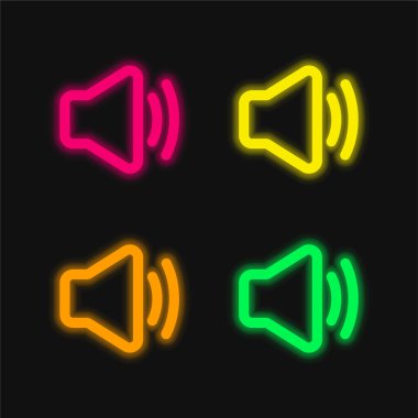 Ses dört renk parlayan neon vektör simgesi
