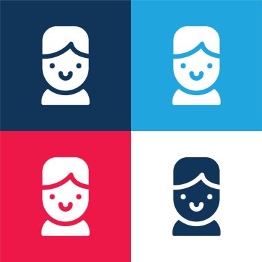 Oğlan mavi ve kırmızı dört renk minimal simge kümesi