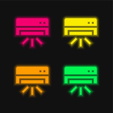 Klima dört renk parlayan neon vektör simgesi