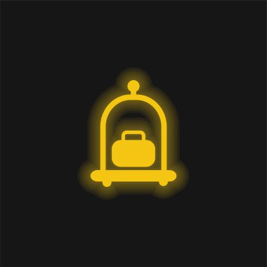 Baggage Cart yellow glowing neon icon clipart