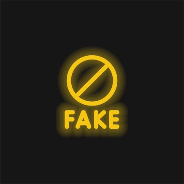 Banned yellow glowing neon icon clipart